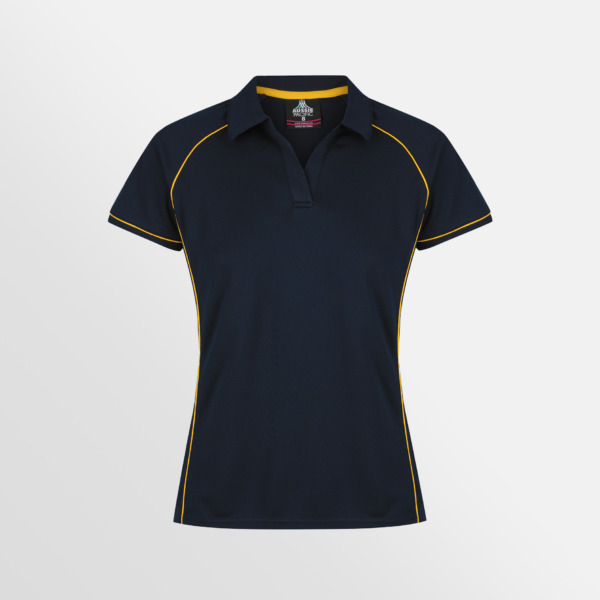 Custom T-shirt Printing Aussie Pacific Endeavour Polo Navy Gold Front