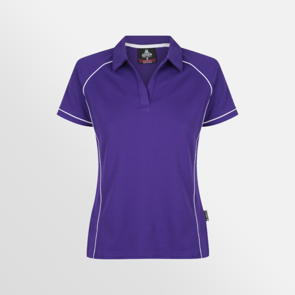 Custom T-shirt Printing Aussie Pacific Endeavour Polo Purple White Front
