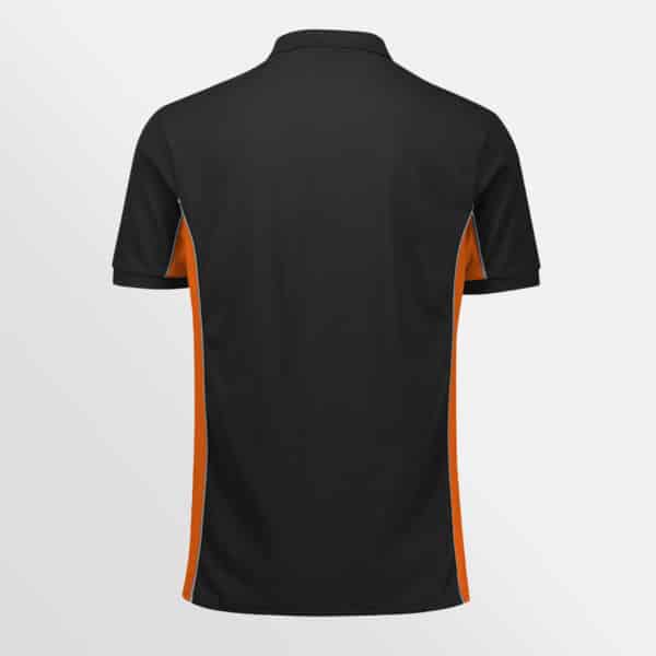 Custom printed unisex Grid Polo - Black/Orange