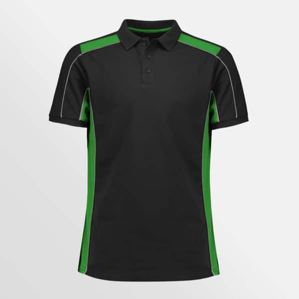 Custom printed unisex Grid Polo - Black/Green