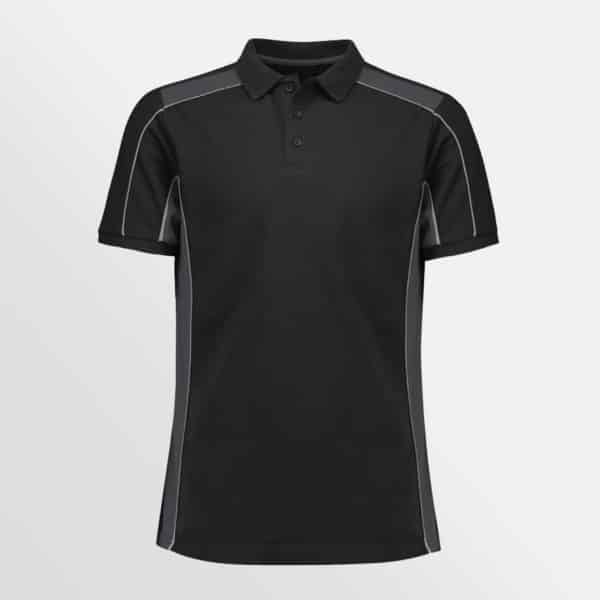 Custom printed unisex Grid Polo - Black/Grey