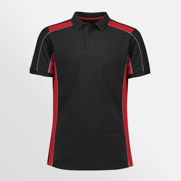 Custom printed unisex Grid Polo - Black/Red