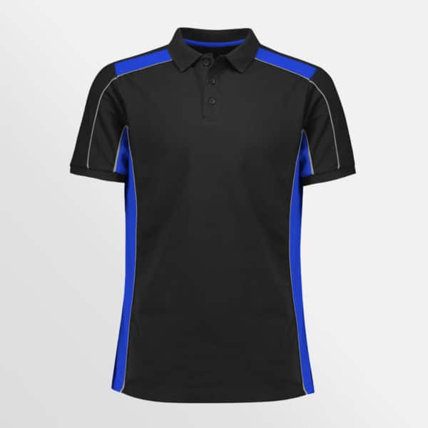 Custom printed unisex Grid Polo - Black/Royal