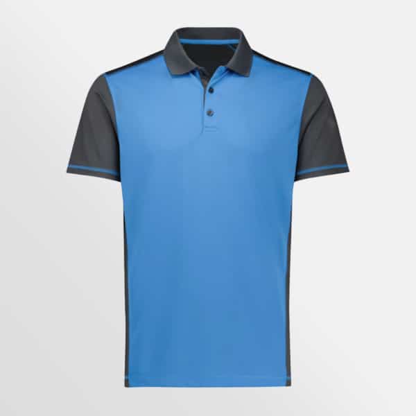 Custom printed Dart short sleeve polo - Grey/Cyan