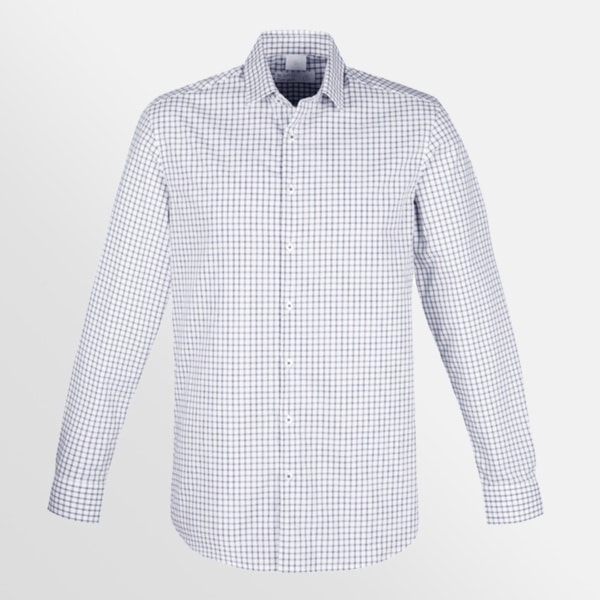 Custom printed Noah Long Sleeve shirt - White/Storm Blue Check