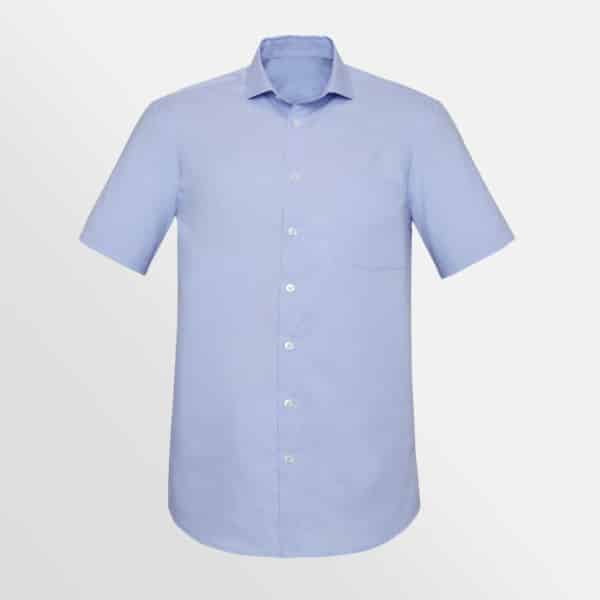 Custom printed Charlie classic short sleeve shirt - Blue Chambray