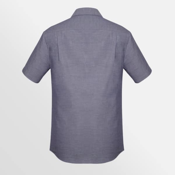 Custom printed Charlie classic short sleeve shirt - Navy Chambray