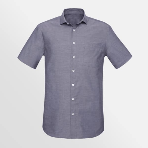 Custom printed Charlie classic short sleeve shirt - Navy Chambray