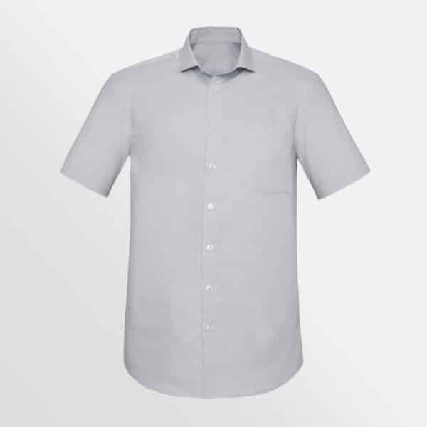 Custom printed Charlie classic short sleeve shirt - Silver Chambray