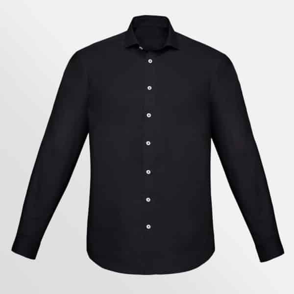 Custom printed Charlie slim fit L/S shirt - Black