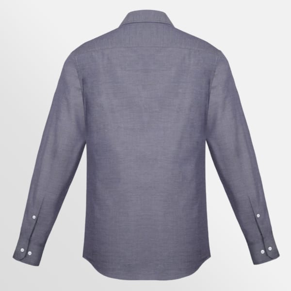 Custom printed Charlie slim fit L/S shirt - Navy Chambray