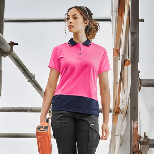 Custom printed womens hi vis basic short sleeve polo