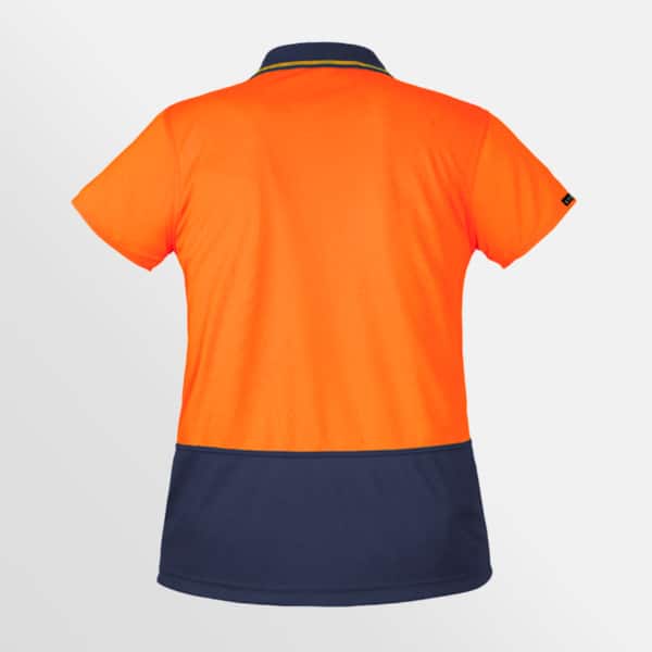 Custom printed womens hi vis basic short sleeve polo - Orange/Navy