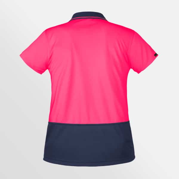 Custom printed womens hi vis basic short sleeve polo - Pink/Navy