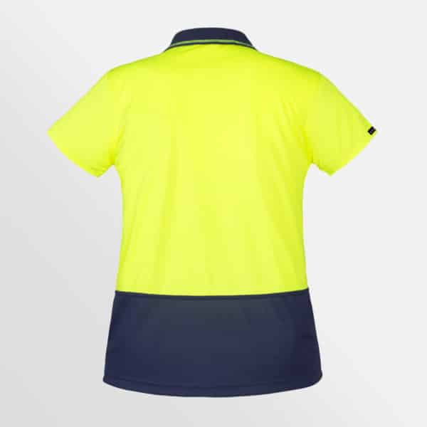 Custom printed womens hi vis basic short sleeve polo - Yellow/Navy