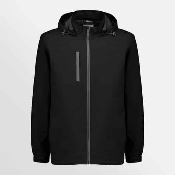 Custom printed super light packable rain jacket - black