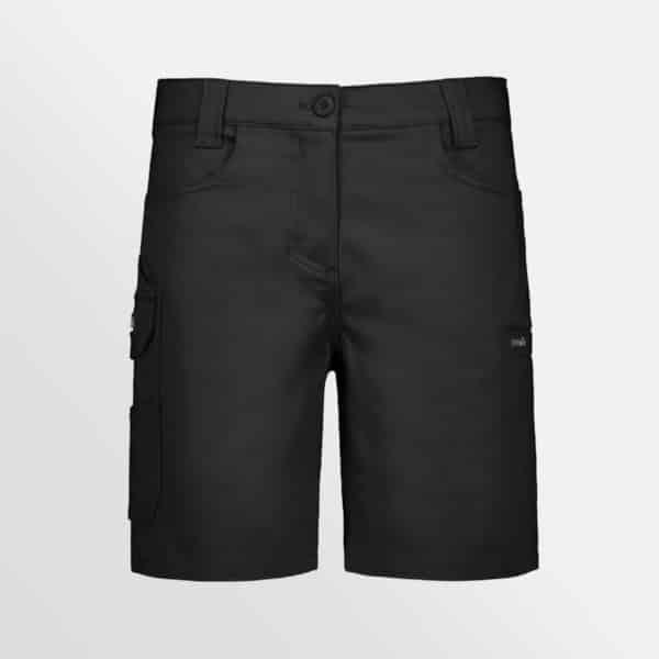 Custom printed essential stretch cargo shorts - Black (womens)