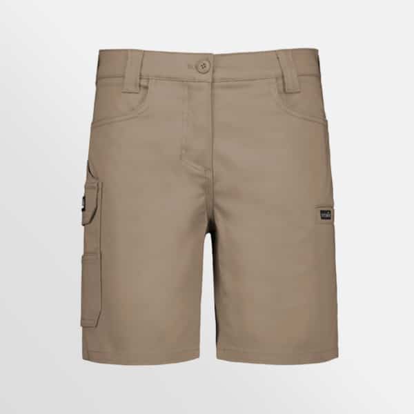 Custom printed essential stretch cargo shorts - Khaki (womens)