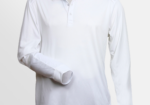 Custom Printed T-shirts Stencil Mens Freshen Long Sleeve Polo White