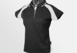 Custom T-shirt Printing Aussie Pacific Panorama Polo Black White Ash Front