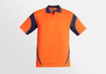 Custom Printed T-shirts SYZMIK Mens Hi Viz Aztec Polo Orange Navy Front