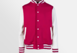 Custom Printed Merch Ramo Varsity Jacket Hot Pink White Front